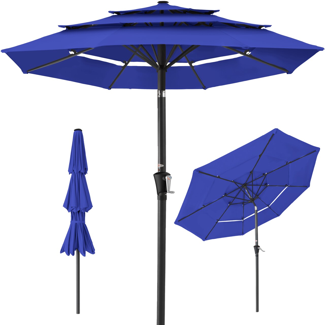 Best Choice Products 10ft 3-Tier Patio Umbrella, Market Sun Shade w/ Tilt Adjustment, Easy Crank
